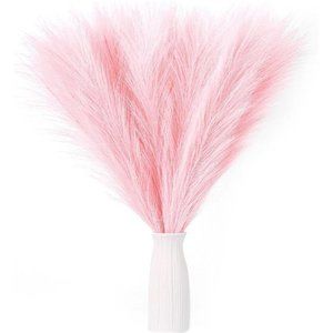 Faux Pampas Grass 18"/45cm Artificial Pampas Grass Fluffy 5 Stem Pompous Pink